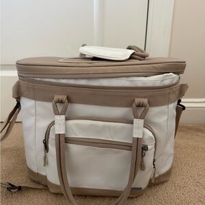 White and Tan Insulated Embark Cooler Bag